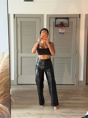 Abercrombie Vegan Leather High-Waist Wide Leg Pants